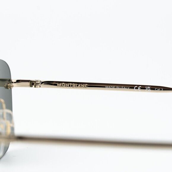 Montblanc Women Sunglasses Gold Grey Square Rimless MB0303S 001 NEW AUTHENTIC